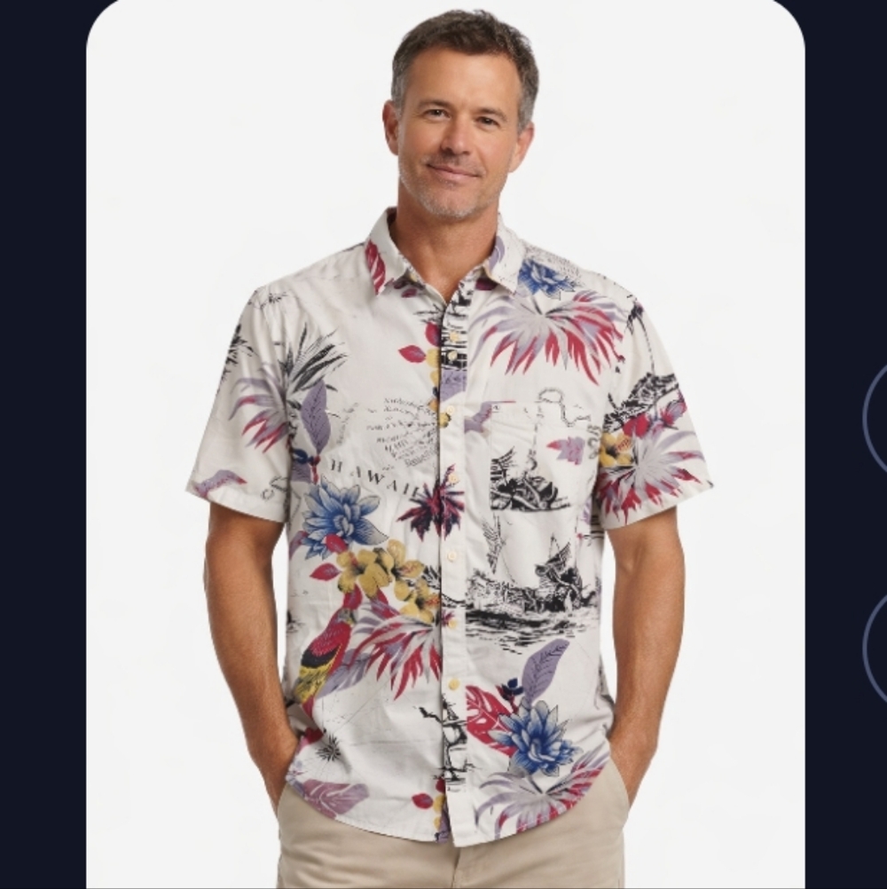 QuikSilver Men's Modern Hawaii Floral Shirt Size M Button Pocket Cotton